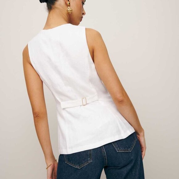 Reformation Aspen Linen Top in White Size 4 - Picture 2 of 5